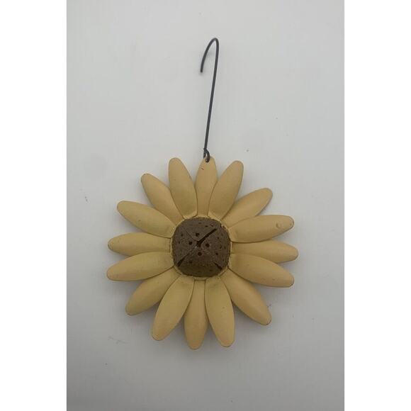 Vintage Jingle Bell Sunflower Sun Flower Ornament Decor Spring Summer Metal 4" - Picture 1 of 5